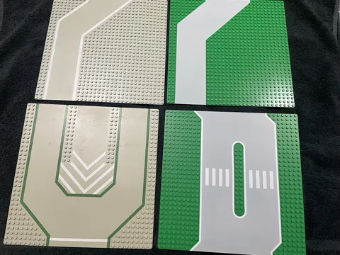 Lot of 4 Vintage LEGO City Street Road Base Plates Gray Green 32x32 