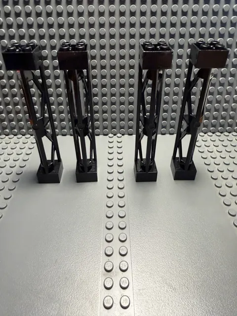 4x Lego 58827 Support 2x2x10 Girder Triangular w/Axlehole Type 3 Black 7199 7744