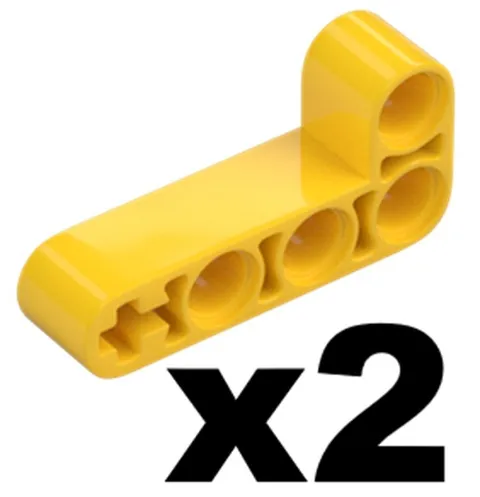 Lego Yellow TECHNIC Liftarm Modified Bent L-Shape 2 x 4 Qty 2 Part 32140 T1