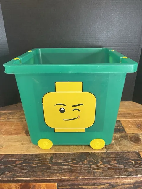 Lego Green Wheeled Storage Bin NO LID Stacking Basket 21.5 QT 13" x 13" Handle