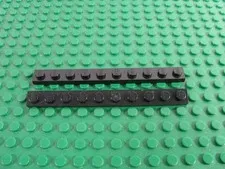 2x 1980s LEGO Black Plate 1x10 w/Solid Stud Bottom 6285 6276 6274 6080 6060#4477
