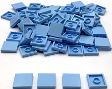 Lego 100 New Bright Light Blue Tiles Flat Smooth 2 x 2 Parts