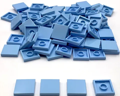 Lego 100 New Bright Light Blue Tiles Flat Smooth 2 x 2 Parts