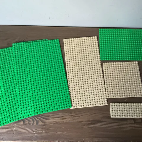 Lot Of 8 LEGO Base Plates/Boards-10”x5”(5), 7.5”x5”(1), 5x5(1),5x2(1)-Grn/Tan