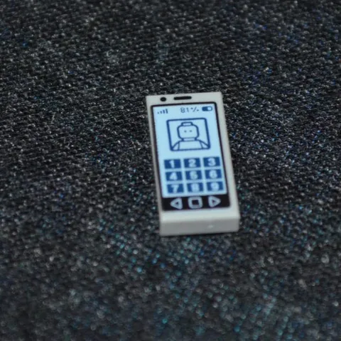 (1) 1x2 Gray Cell Phone w/ Face Tile Print - Minifigure Accessories ~ New Lego