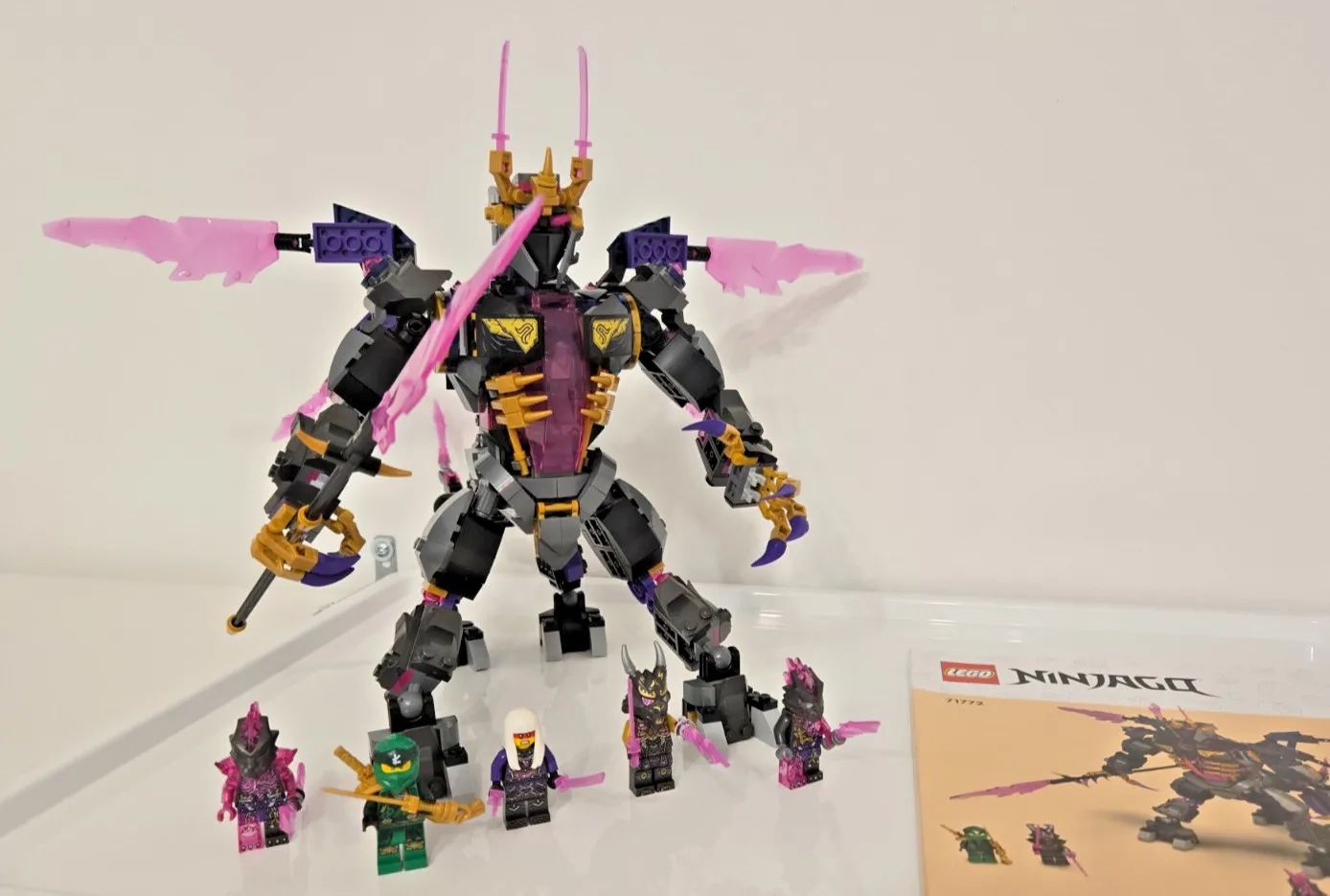 LEGO NINJAGO: The Crystal King (71772) with minifigures, instructions and box.