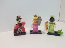 Lot Of 3 Disney 100 Years Lego Minifigures Queen Hearts Princess Tiana & Aurora 