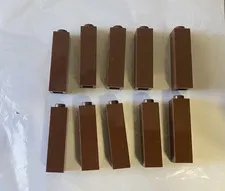 LEGO Parts: 14716 Brick 1 x 1 x 3, Reddish Brown, Lot of 10