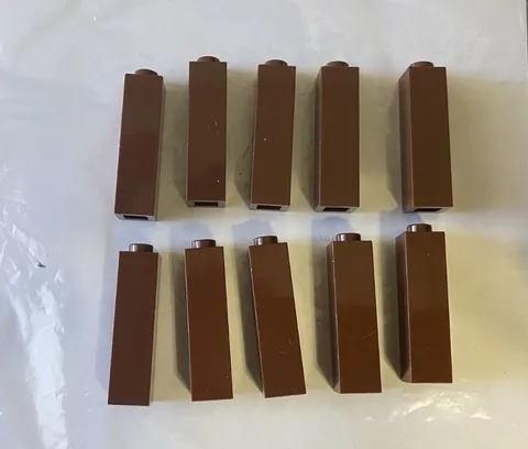 LEGO Parts: 14716 Brick 1 x 1 x 3, Reddish Brown, Lot of 10