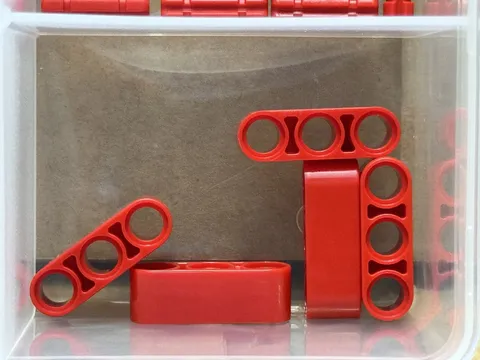 LEGO Parts - Red Technic, Liftarm Thick 1 x 3 - No 32523 - QTY 5
