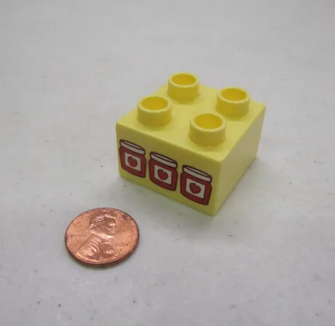 Lego Duplo Strawberry Jam Jelly Jars Food Groceries Specialty Printed Block