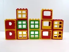 Lego Duplo Lot of 12 Hinged Windows/Doors with Frames Misc Styles & Colors LOT A