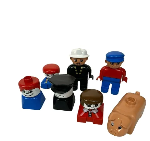 Vintage LEGO Duplo People Figures & Pig Lot Animal Building Toys Pretend Play