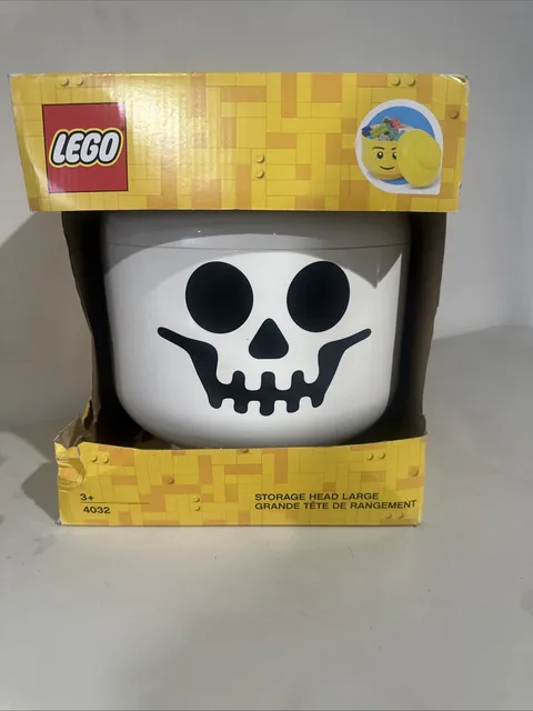 LEGO Small White Skeleton Skull Storage Head Container, Halloween Decor, NEW