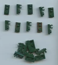 LEGO x 20 Dark Green Plate, Modified 1 x 2 with Open O Clip on Top 44861