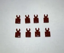 Lego Lot Of 8 Dark Red 1x1 Plate With Holder Holders New City Horizontal Arm