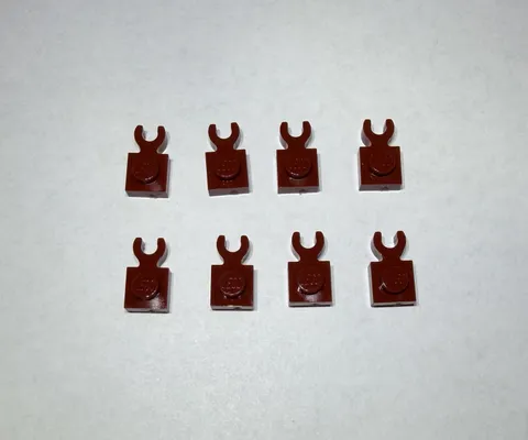 Lego Lot Of 8 Dark Red 1x1 Plate With Holder Holders New City Horizontal Arm