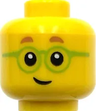 Lego New Yellow Minifigure Head Child Medium Nougat Small Eyebrows Glasses Part
