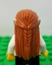 LEGO Minifigure Elf Hair with Ears Long 3 Braid Red Orange Elves Hobbit Wig