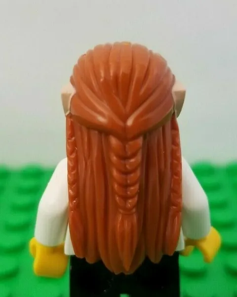 LEGO Minifigure Elf Hair with Ears Long 3 Braid Red Orange Elves Hobbit Wig