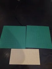 Lego Base Board Lot 2 Green Plate 10" X 10"  Baseplate 1 Tan 5x10
