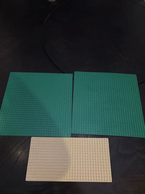 Lego Base Board Lot 2 Green Plate 10" X 10"  Baseplate 1 Tan 5x10