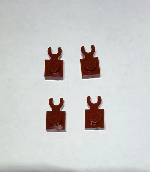 Lego Lot Of 4 Dark Red 1x1 Plate With Holder Holders New City Horizontal Arm