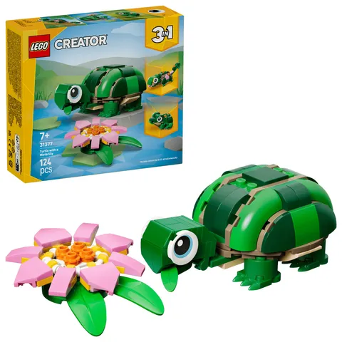 LEGO Creator 3-in-1 Turtle Water Lily 31377 Chameleon Frog Building Set