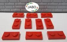 (J7/2/7) LEGO 10 x 3023 Flat Plate 1x2 Red