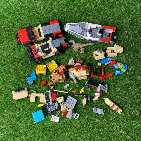 LEGO Jurassic World Lot Mosasaurus Raptor Off Road Vehicle Toy Pieces As Is