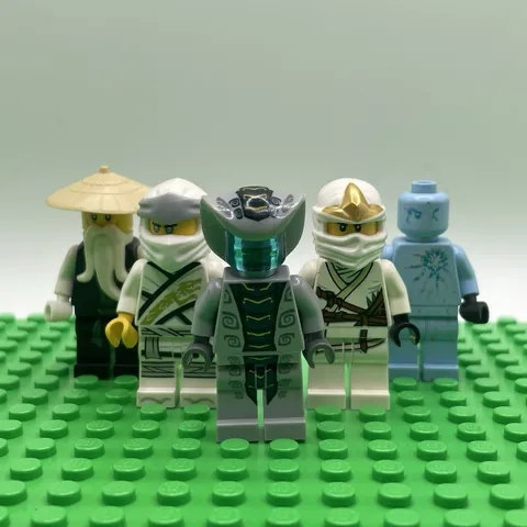 Lego Ninjago Rise Of The Snakes Minifigures Lot Zane NRG ZX Rattla Sensei Wu