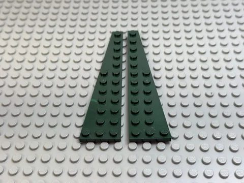 2x LEGO Dark Green Wing Wedge Plate 12x3 Left & Right 7707 8038 #47397 98