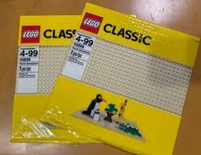 2 LEGO Classic 32 stud x 32 stud 10” Sand Beige Base Baseplate Item 10699, NIP