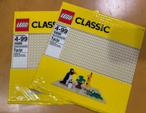 2 LEGO Classic 32 stud x 32 stud 10” Sand Beige Base Baseplate Item 10699, NIP