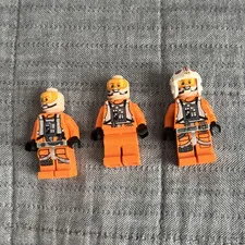LEGO Star Wars Rebel Pilot Minifigures Lot of 3 Orange Flight Suits