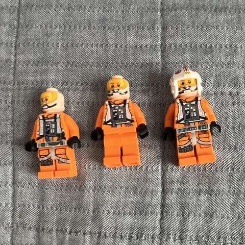 LEGO Star Wars Rebel Pilot Minifigures Lot of 3 Orange Flight Suits