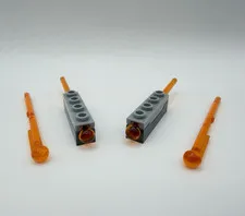 LEGO Projectile Launcher 1 x 4 Spring Shooter 15301c01 x2 with 4 Missiles Orange
