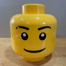 LEGO Minifigure Head Sort and Store Yellow Storage Bucket Sorter Case Vtg Style
