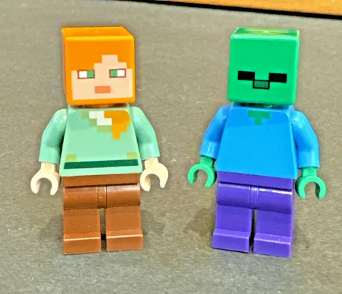 LEGO Minecraft Minifigures Alex 21128 & Zombie 21119 Lot of 2 Gaming Building