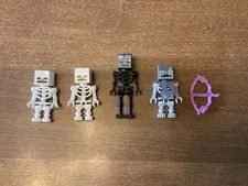 Lego Lot of Four Minecraft Skeletons, Used Condition, Includes Enchanted Bow