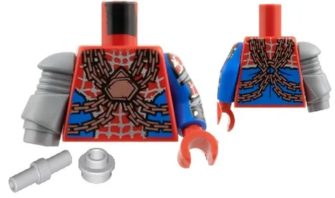 Lego New Minifig Torso Red Chain Silver Webbing Mech Arm Cyborg Spider-Man sp7