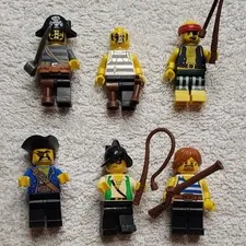 LEGO Pirates Minifigures Lot of 6 w/ Accessories Hats & Weapons