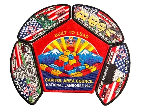 BOY SCOUT BSA CAPITOL AREA COUNCIL OA 99 2026 JAMBOREE 5-PATCH JSP CSP LEGO SET!