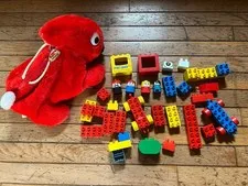 Vintage 1984 LEGO Duplo Red Bunny Rabbit Storage Bag Purse Blocks Carry Case