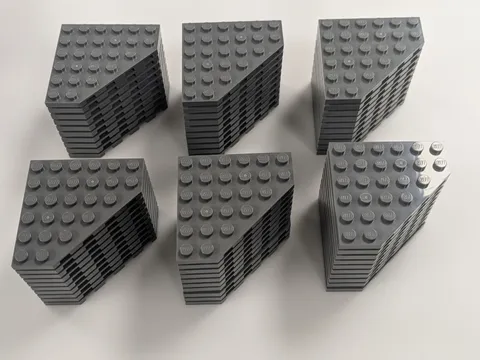 LEGO New x60 Dark Bluish Gray Wedge, Plate 6 x 6 Cut Corner # 6106