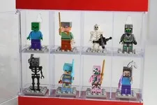 Lego Minecraft Minifigures Display Case with 8 Figures Display Case RED