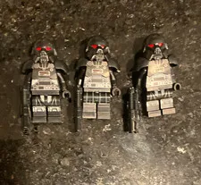 LEGO Armor Trooper Minifigure Lot (3) Gray/Black w/ Weapons, Plastic