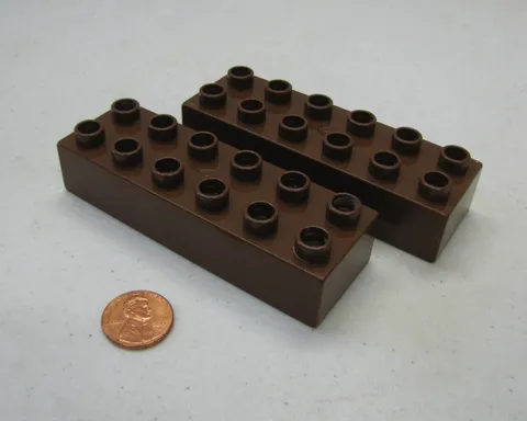 Lego Duplo (2) 2x6 DARK BROWN BRICKS BLOCKS Building House Knight Castle