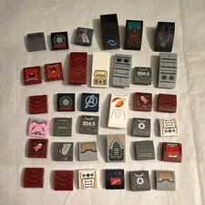 Genuine LEGO Marvel Ironman, War machine, Avengers Stickered Slope parts lot