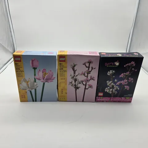 LEGO 40725, 40647, 40725 Botanicals Lotus Flowers Cherry Blossoms Lot of 3 New